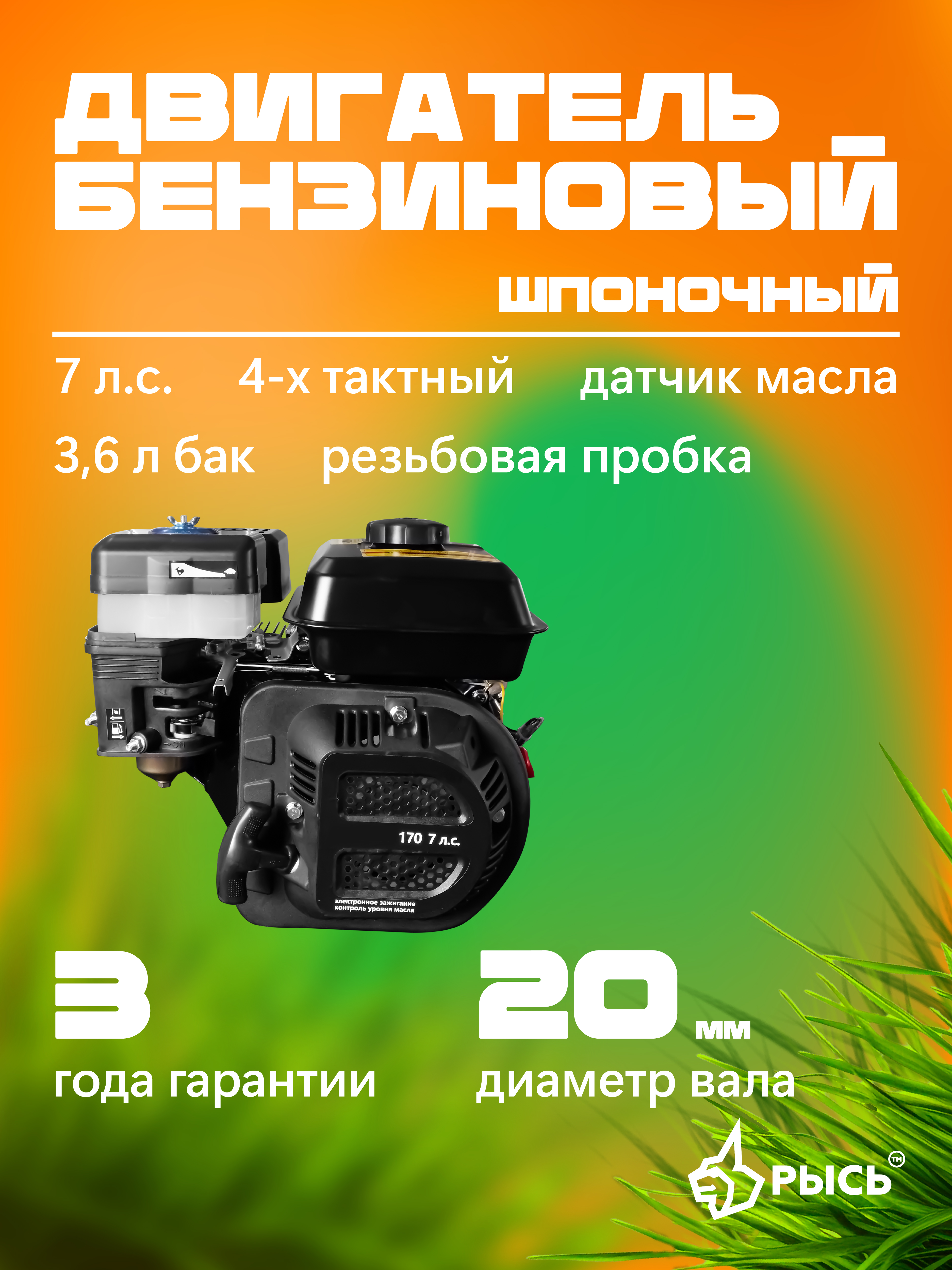 РЫСЬ Двигатели шпоночные 20 мм (LYNX) 20мм new РЫСЬ Двигатели шпоночные 20 мм (LYNX) 20мм new